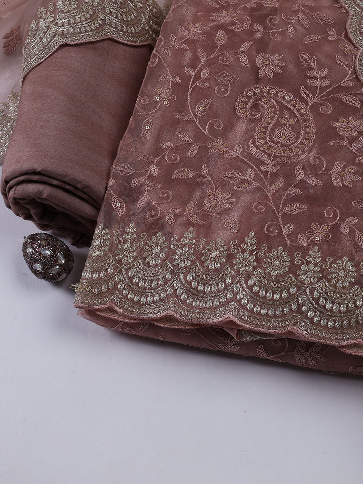 Embroidered Organza Unstitched Suit With Dupatta