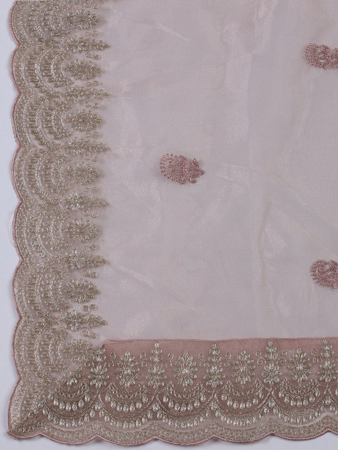 Embroidered Organza Unstitched Suit With Dupatta