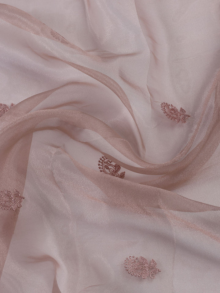 Embroidered Organza Unstitched Suit With Dupatta