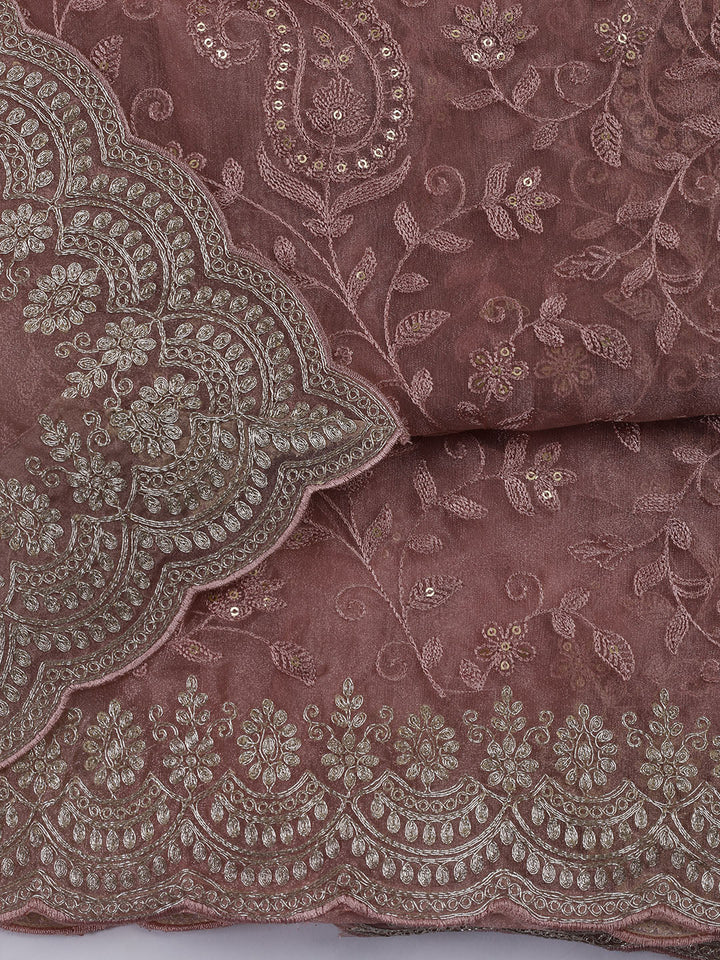 Embroidered Organza Unstitched Suit With Dupatta