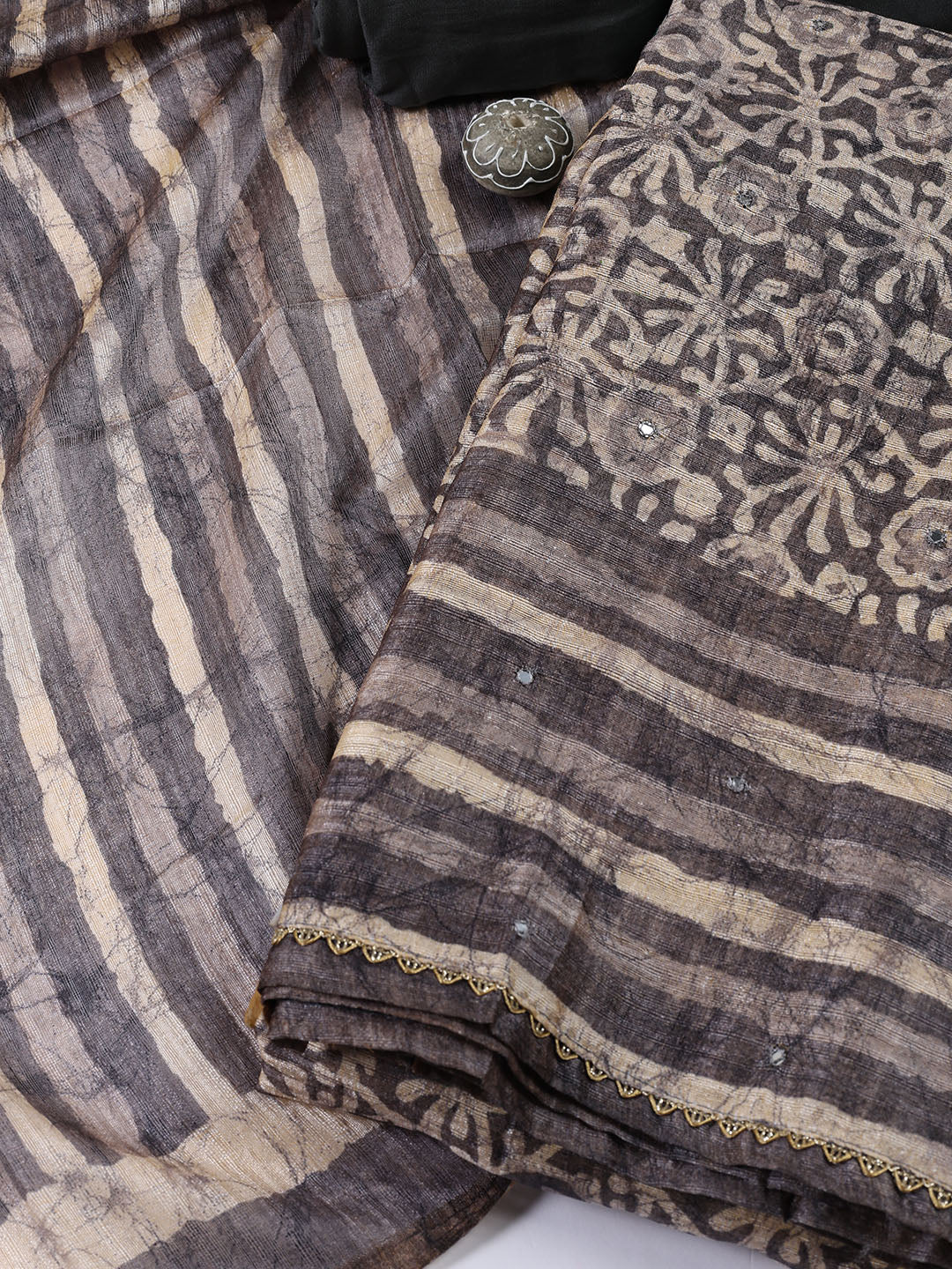 Printed Chanderi Unstitched Suit Piece With Dupatta