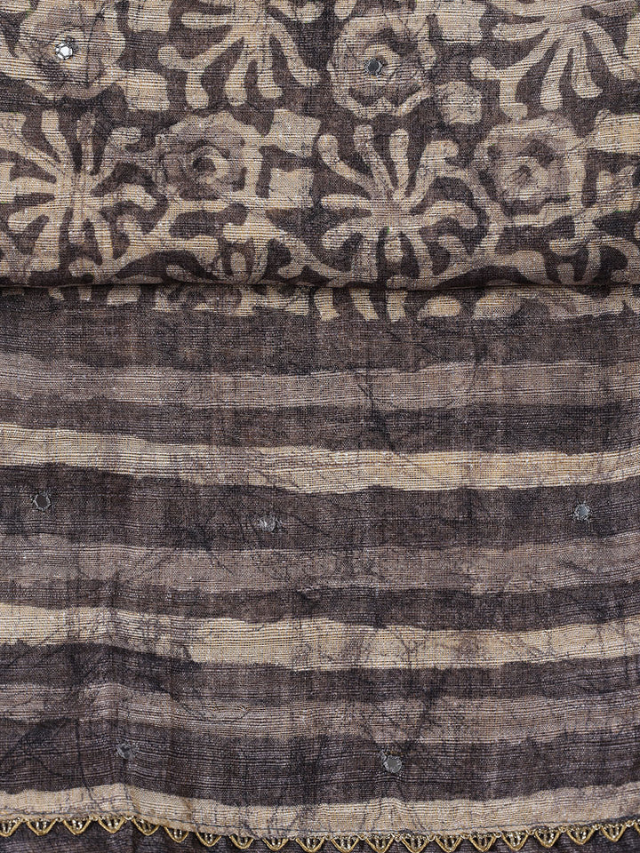 Printed Chanderi Unstitched Suit Piece With Dupatta