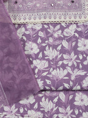 Printed Cotton Blend Unstitched Suit With Dupatta