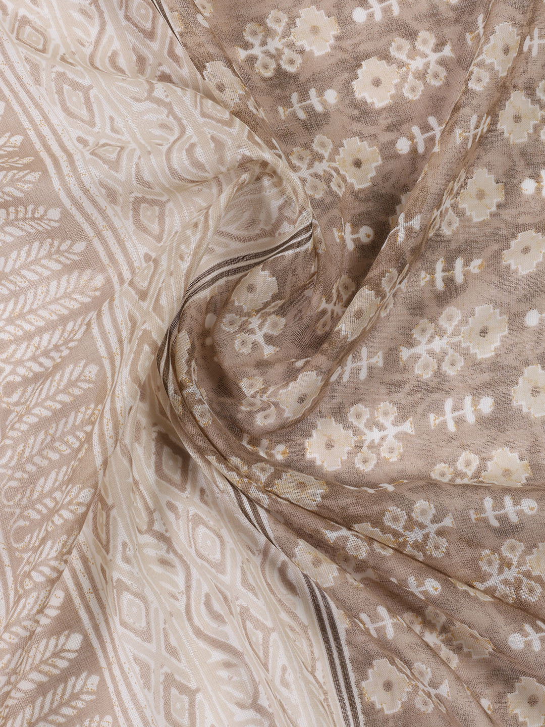 Neck Patti Cotton Blend Unstitched Suit With Dupatta
