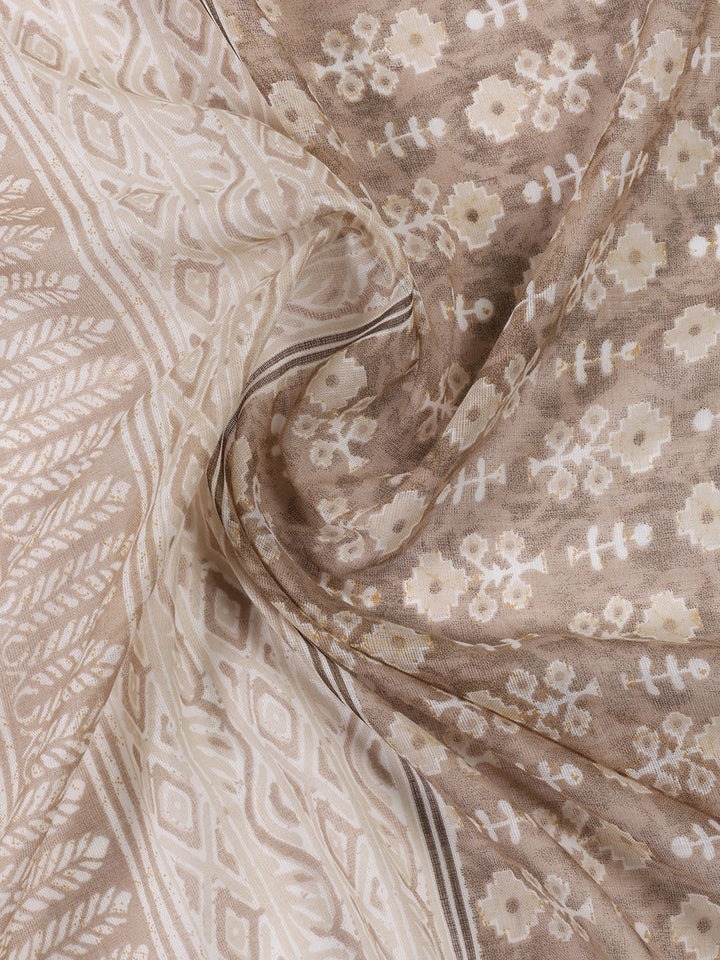 Neck Patti Cotton Blend Unstitched Suit With Dupatta