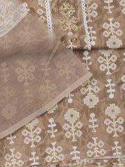 Neck Patti Cotton Blend Unstitched Suit With Dupatta
