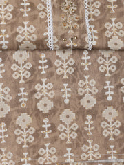 Neck Patti Cotton Blend Unstitched Suit With Dupatta