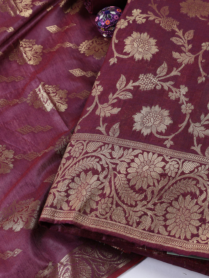 Woven Chanderi Unstitched Suit With Dupatta