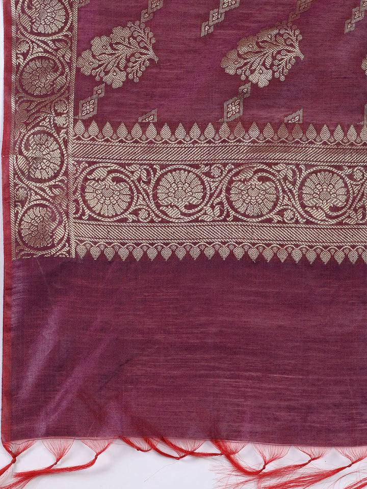 Woven Chanderi Unstitched Suit With Dupatta