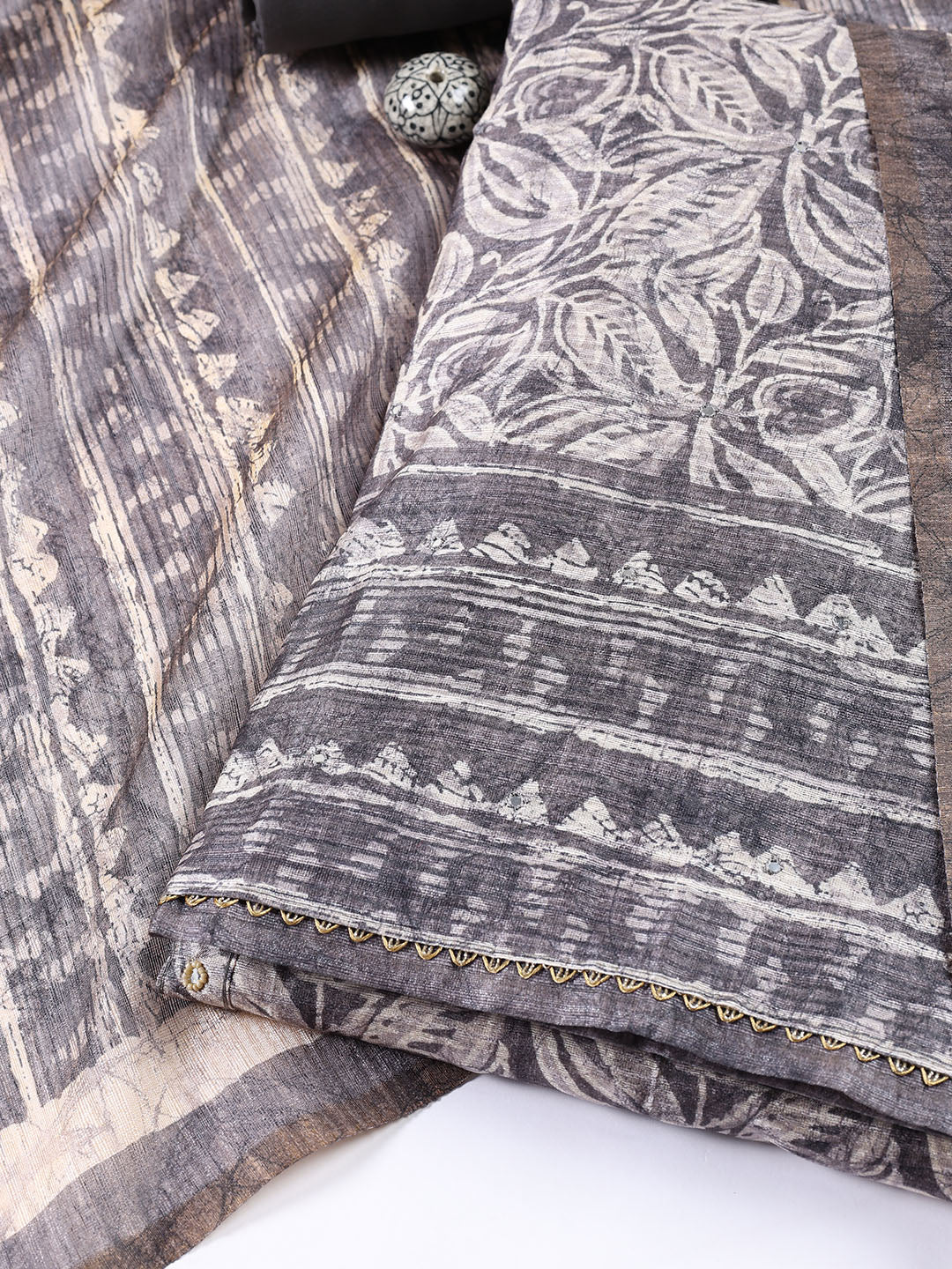Printed Chanderi Unstitched Suit Piece With Dupatta