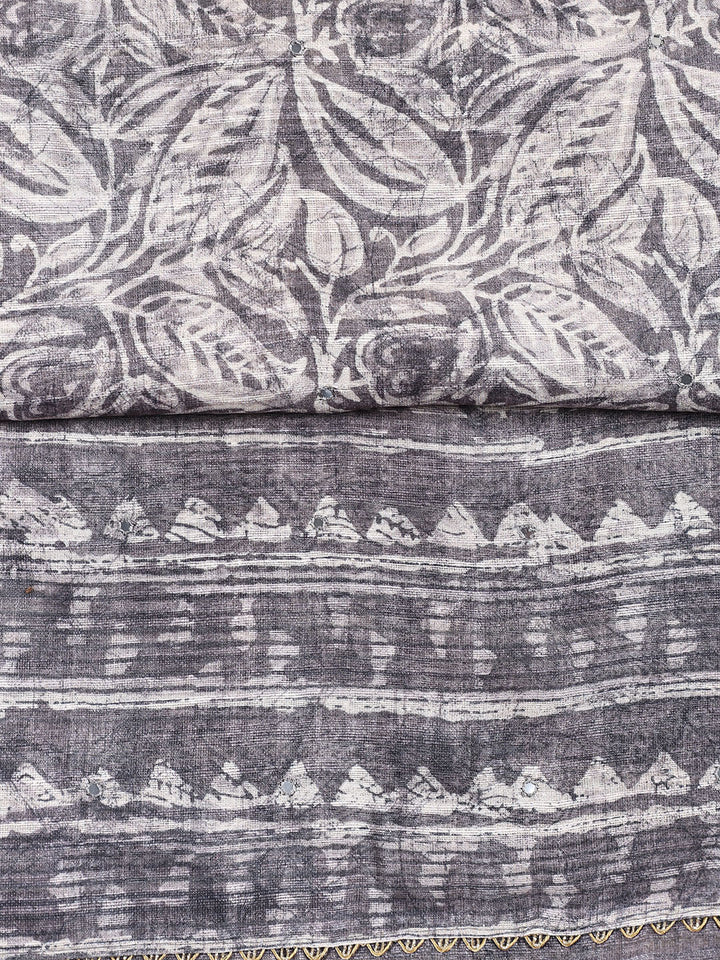 Printed Chanderi Unstitched Suit Piece With Dupatta