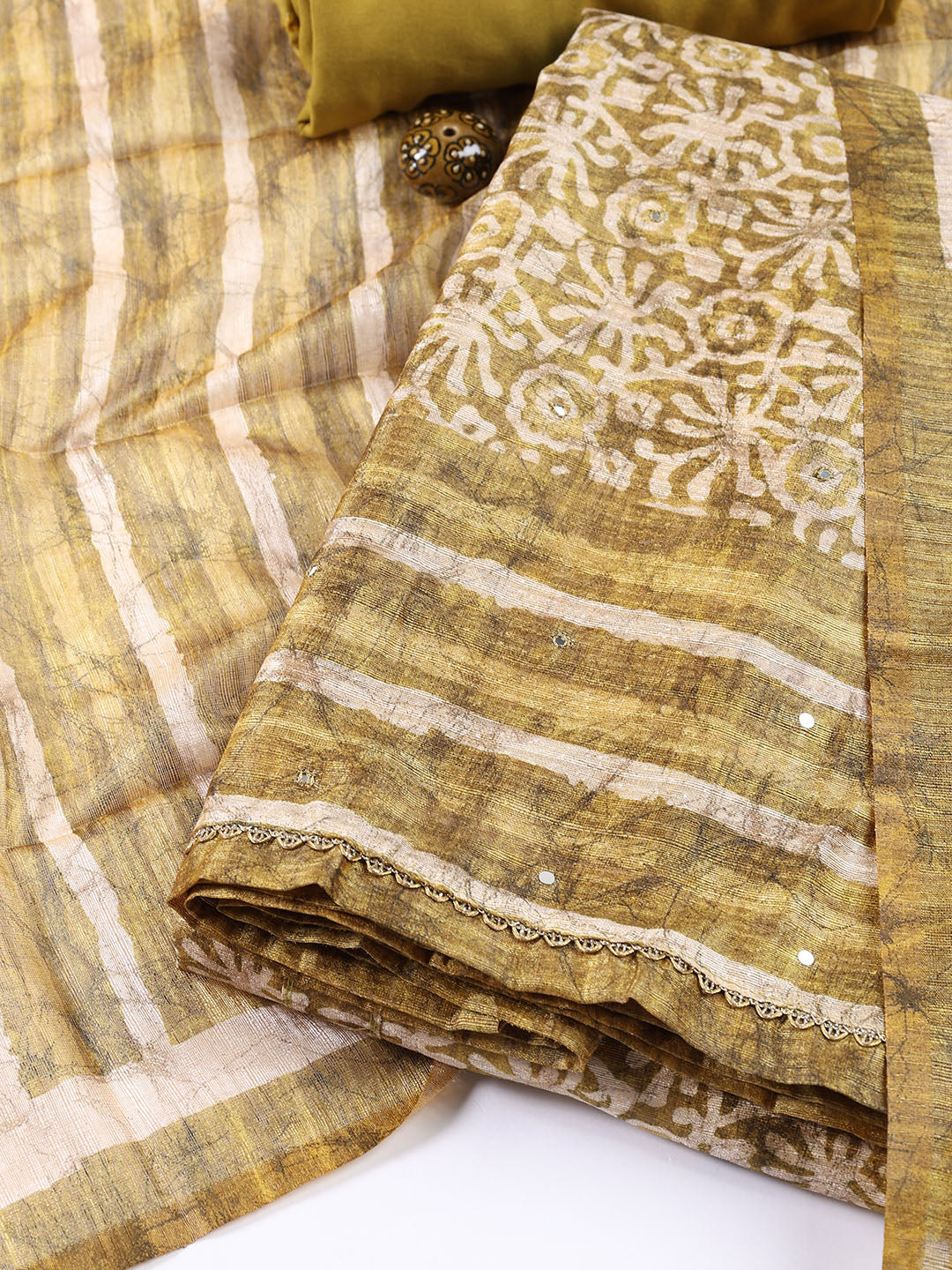Printed Chanderi Unstitched Suit Piece With Dupatta