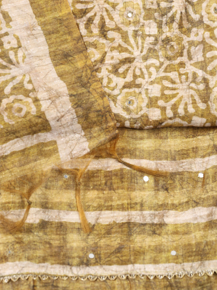 Printed Chanderi Unstitched Suit Piece With Dupatta