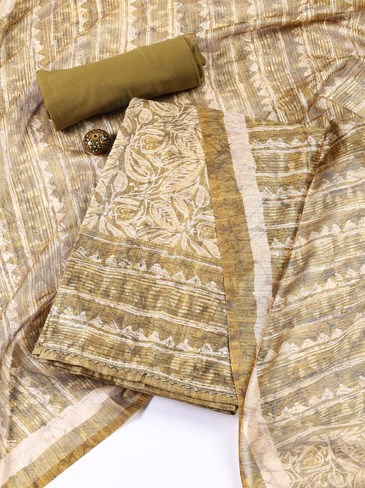 Printed Chanderi Unstitched Suit Piece With Dupatta