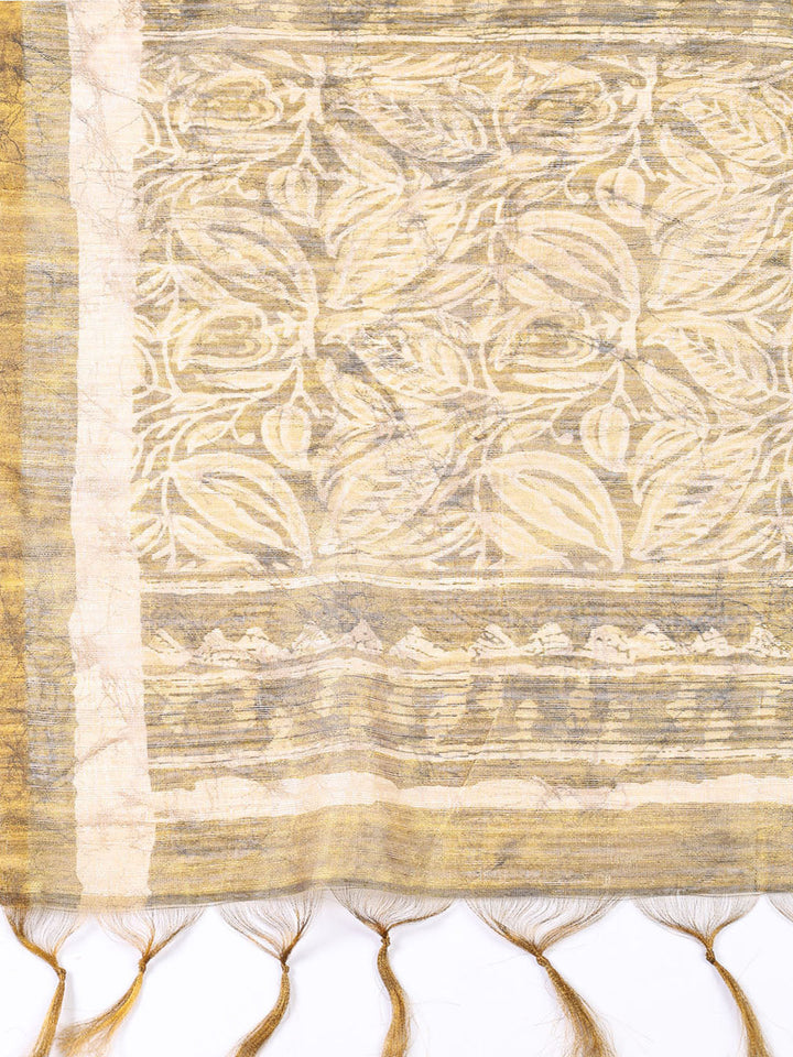 Printed Chanderi Unstitched Suit Piece With Dupatta
