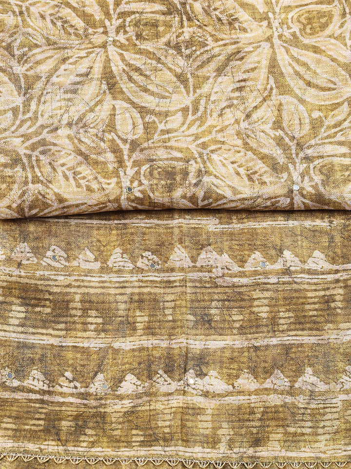 Printed Chanderi Unstitched Suit Piece With Dupatta