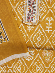 Neck Patti Cotton Blend Unstitched Suit With Dupatta