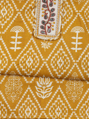 Neck Patti Cotton Blend Unstitched Suit With Dupatta