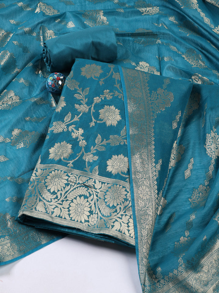 Woven Chanderi Unstitched Suit With Dupatta