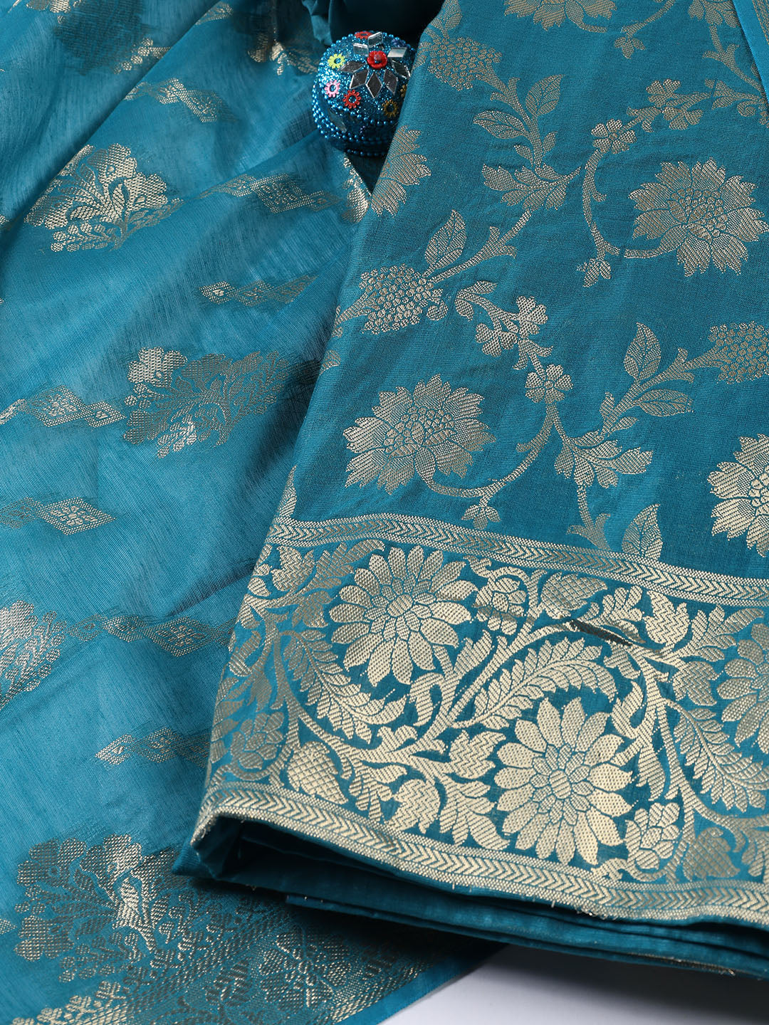 Woven Chanderi Unstitched Suit With Dupatta