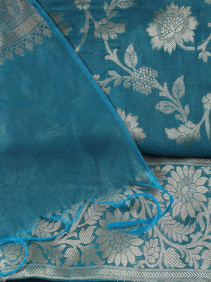 Woven Chanderi Unstitched Suit With Dupatta