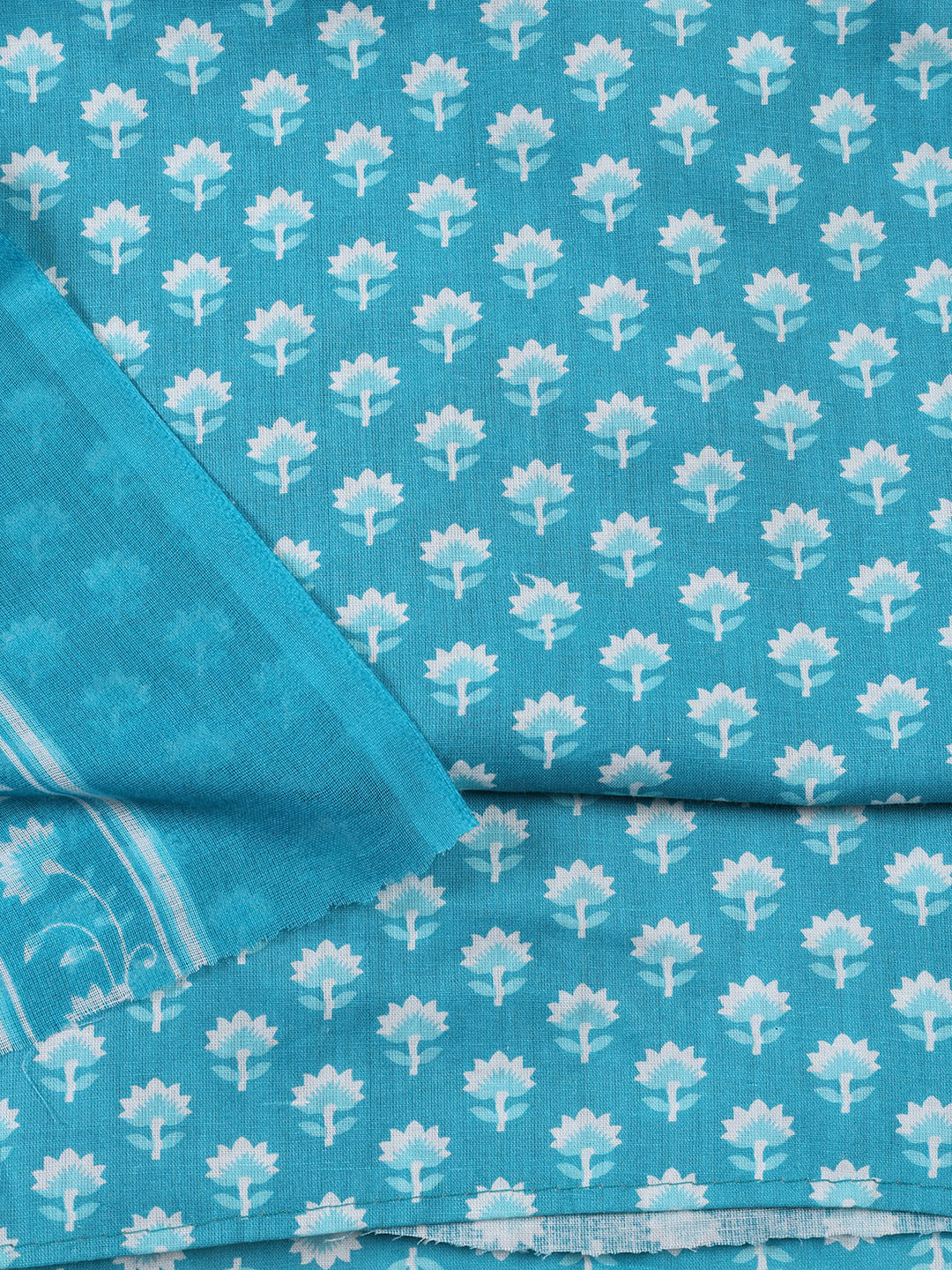 Neck Patti Cotton Blend Unstitched Suit With Dupatta