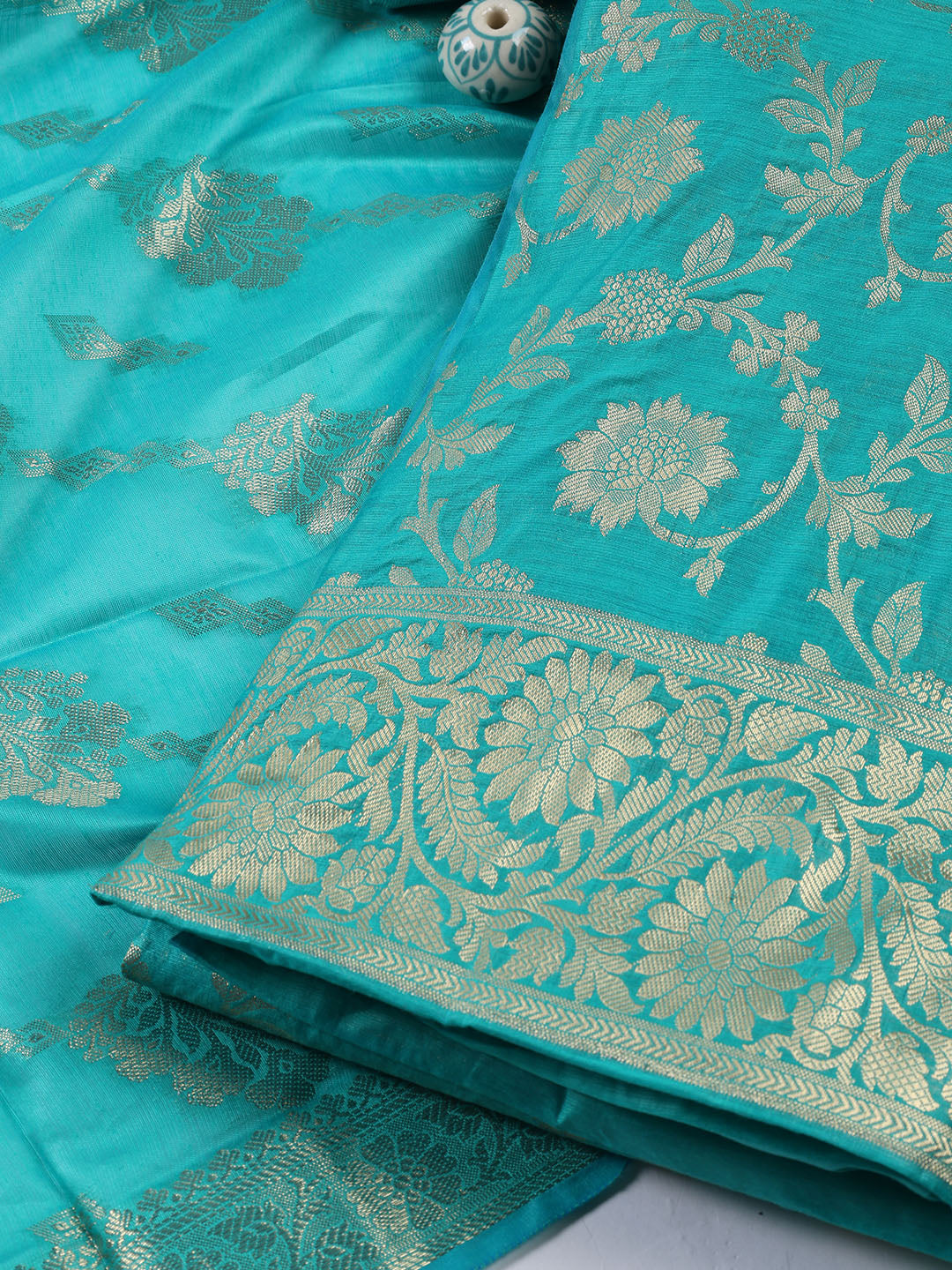 Woven Chanderi Unstitched Suit With Dupatta