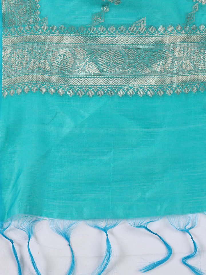 Woven Chanderi Unstitched Suit With Dupatta