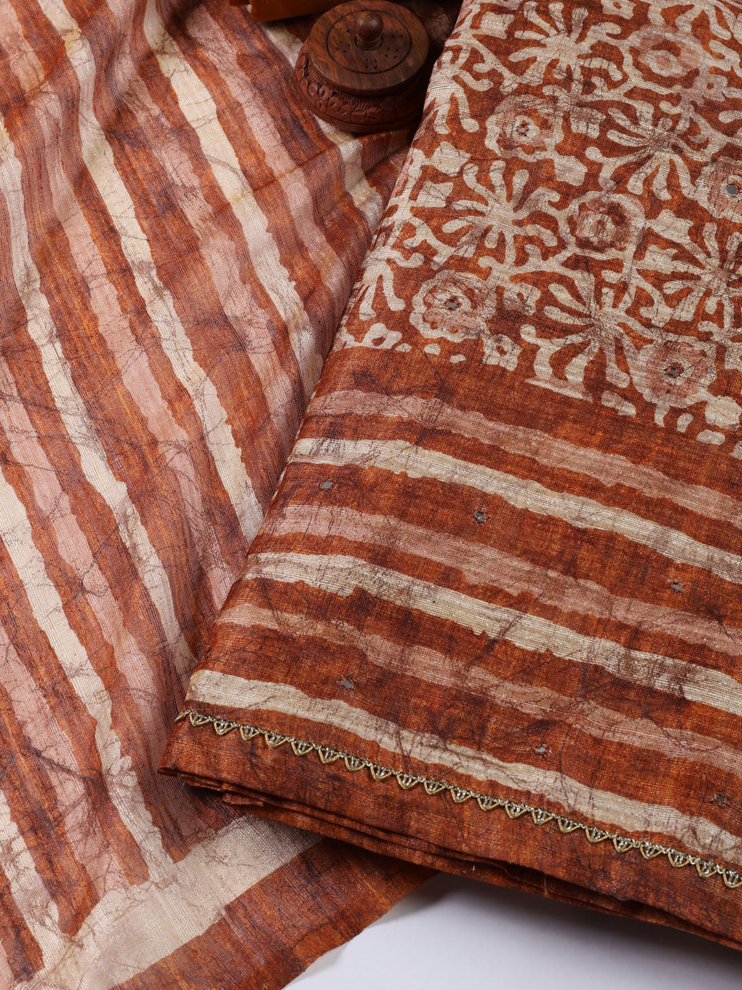 Printed Chanderi Unstitched Suit Piece With Dupatta