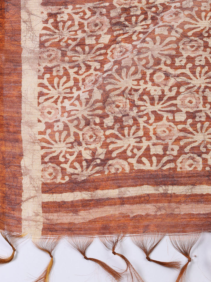 Printed Chanderi Unstitched Suit Piece With Dupatta