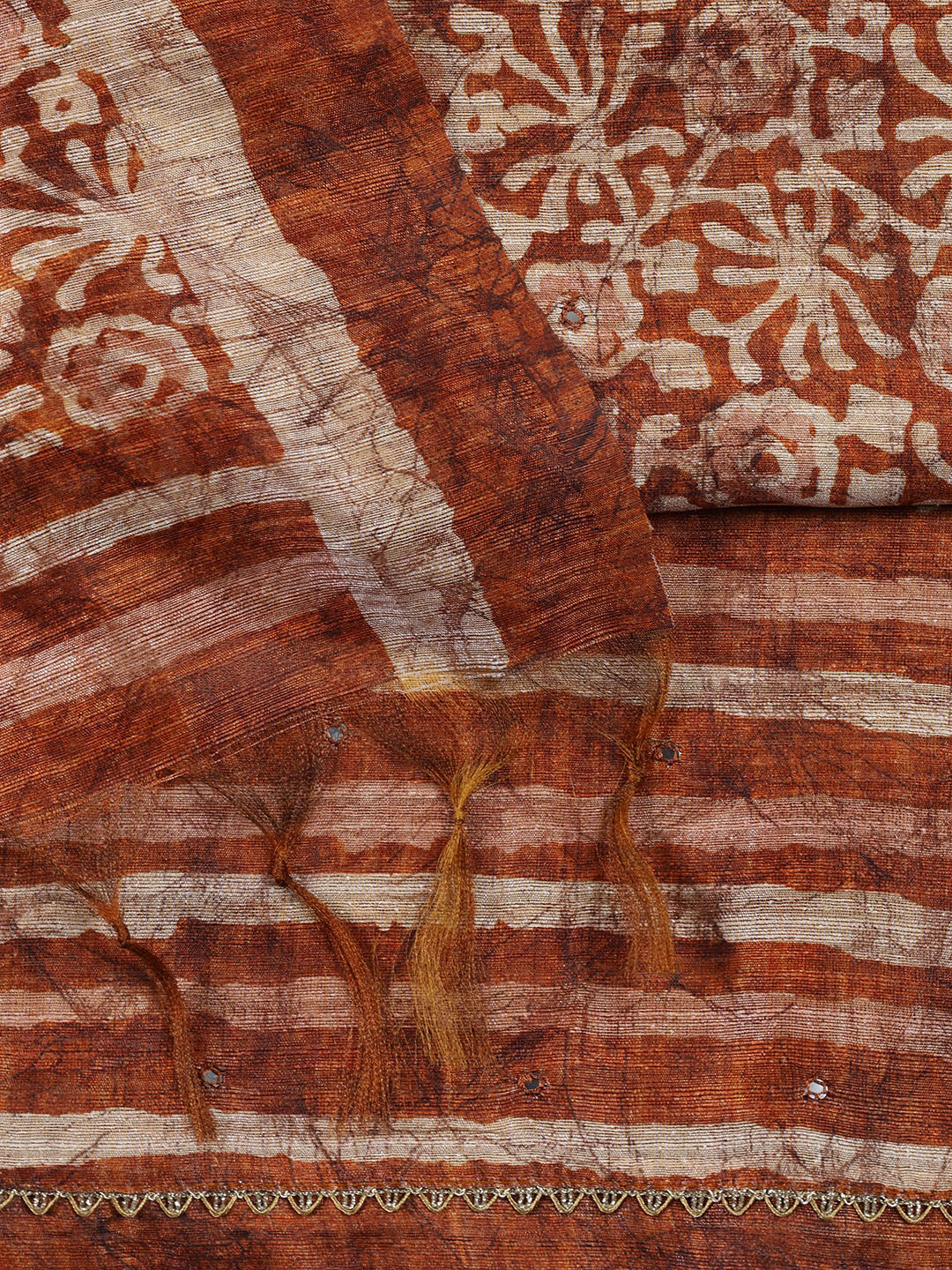 Printed Chanderi Unstitched Suit Piece With Dupatta