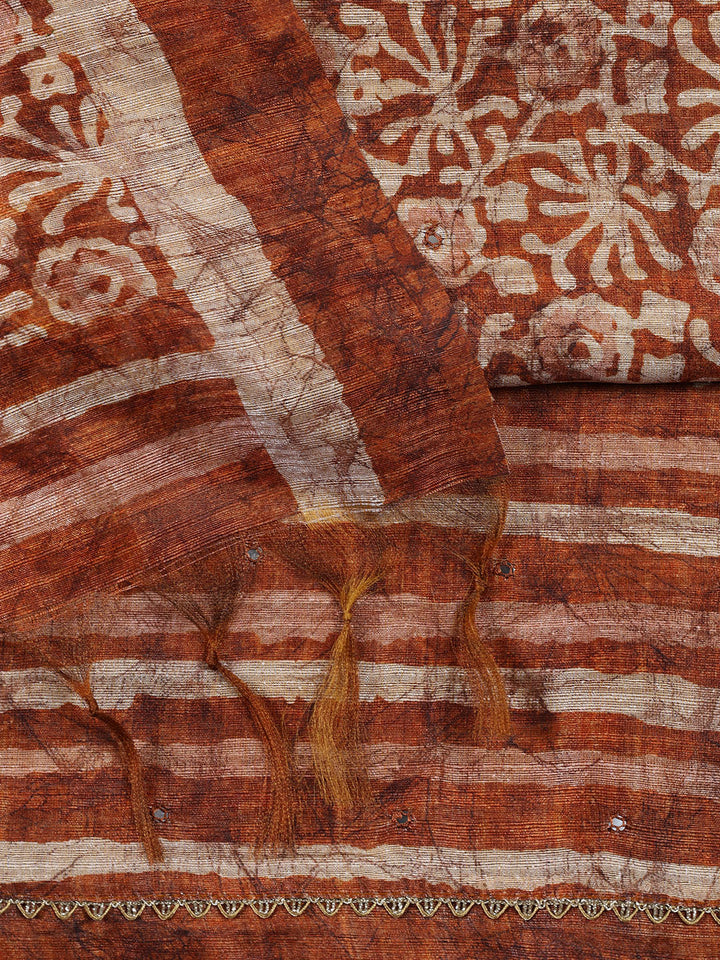 Printed Chanderi Unstitched Suit Piece With Dupatta