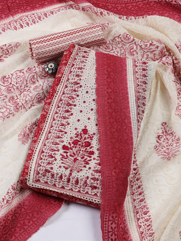 Neck Patti Cotton BlendUnstitched Suit Dupatta