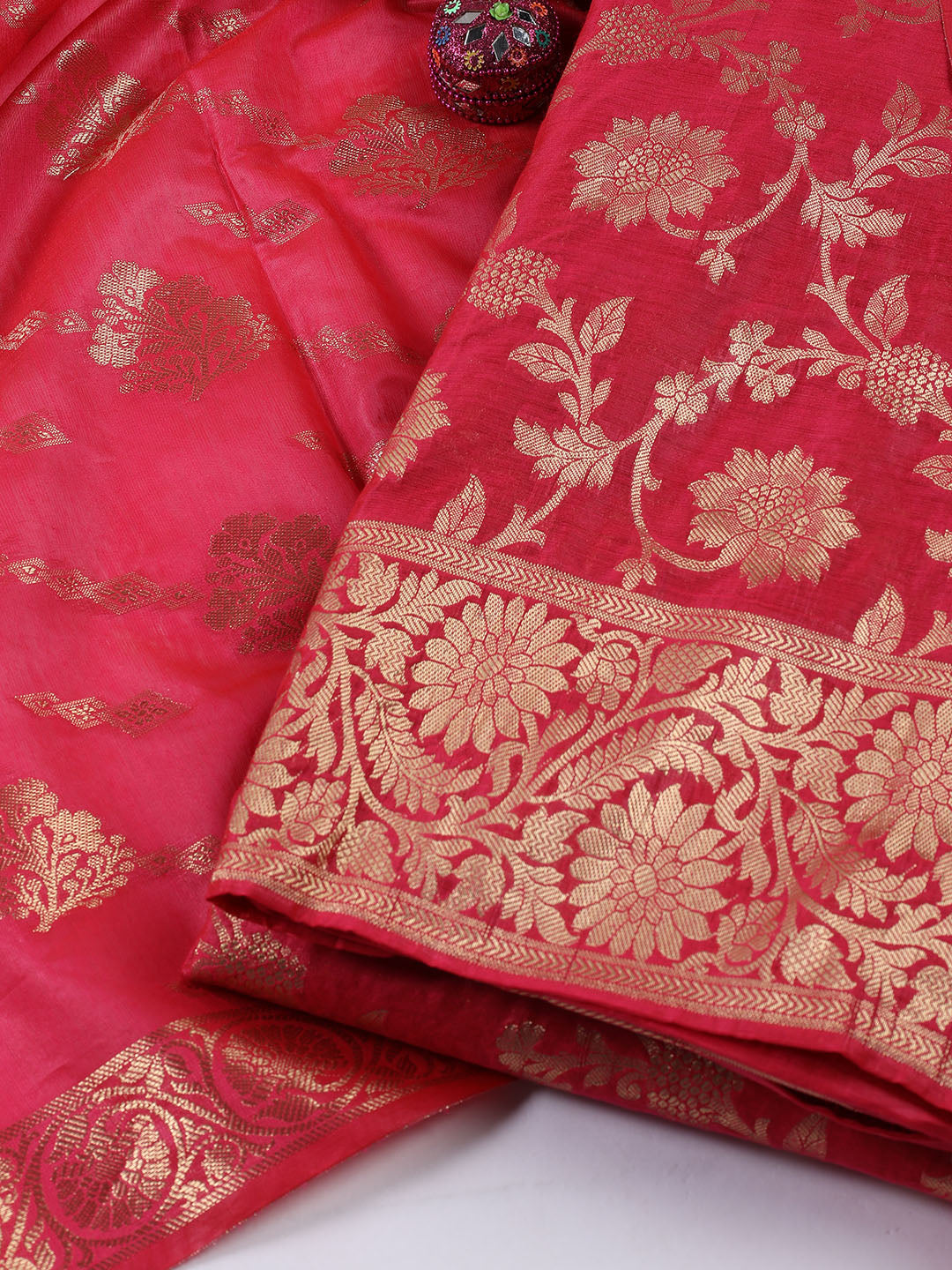 Woven Chanderi Unstitched Suit With Dupatta