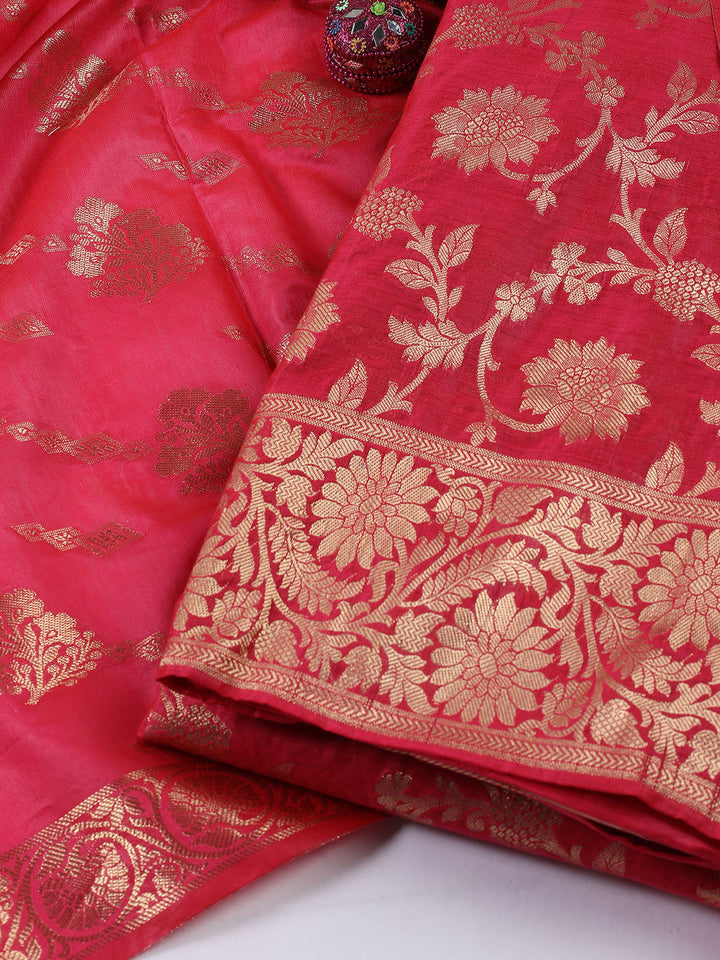 Woven Chanderi Unstitched Suit With Dupatta