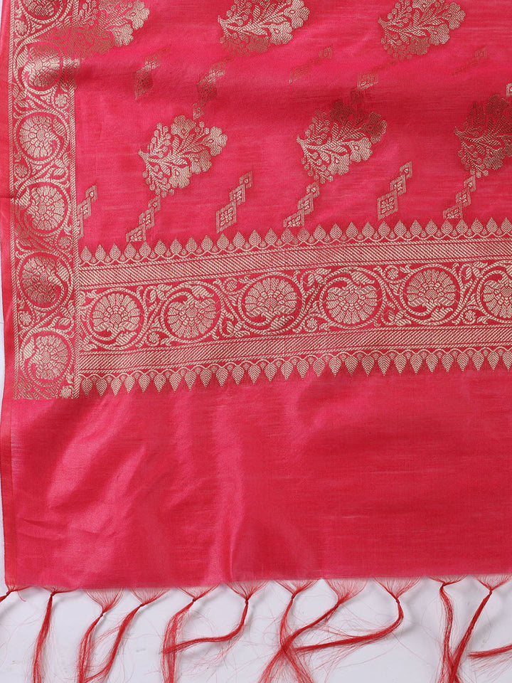 Woven Chanderi Unstitched Suit With Dupatta