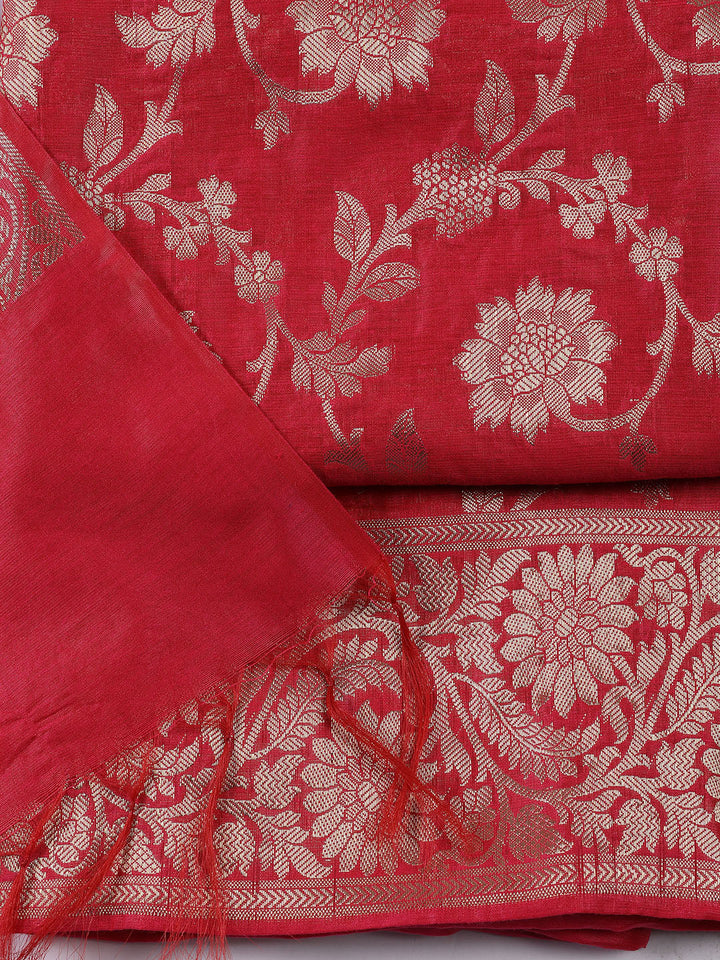 Woven Chanderi Unstitched Suit With Dupatta