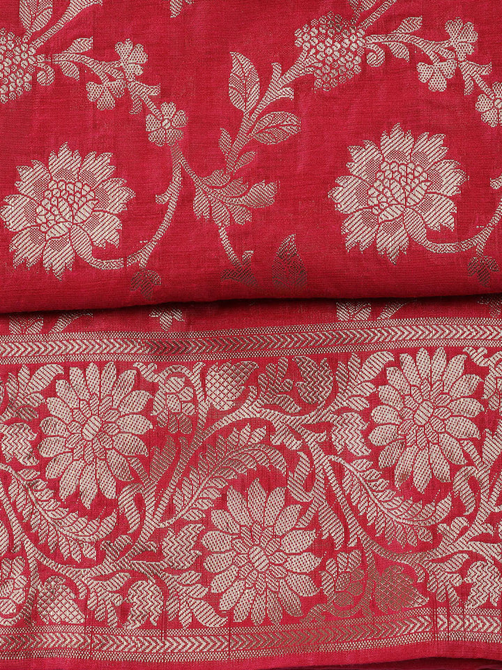 Woven Chanderi Unstitched Suit With Dupatta