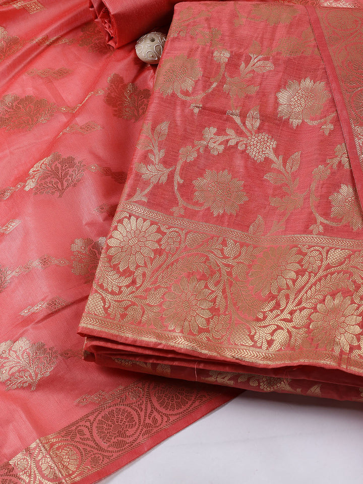 Woven Chanderi Unstitched Suit With Dupatta