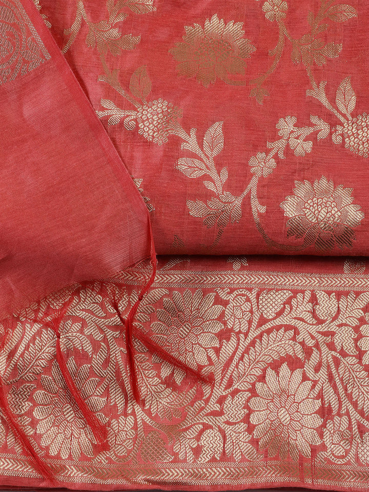 Woven Chanderi Unstitched Suit With Dupatta