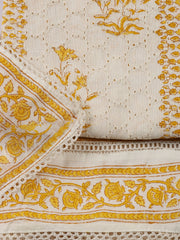 Printed Cotton Blend Unstitched Suit With Dupatta