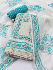 Printed Cotton Blend Unstitched Suit With Dupatta