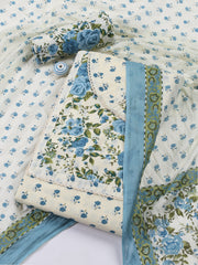 Printed Cotton Blend Unstitched Suit With Dupatta