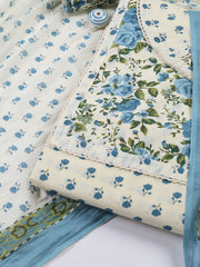 Printed Cotton Blend Unstitched Suit With Dupatta