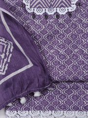 Printed Cotton Blend Unstitched Suit With Dupatta