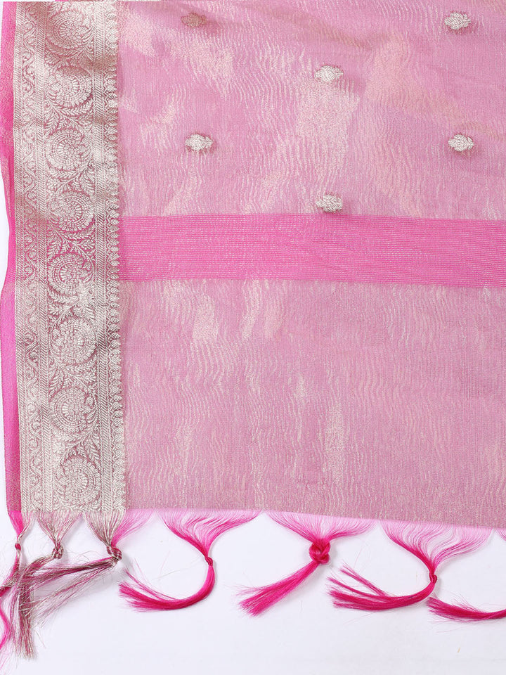 Neck Embroidered Tissue Unstitched Suit Piece With Dupatta