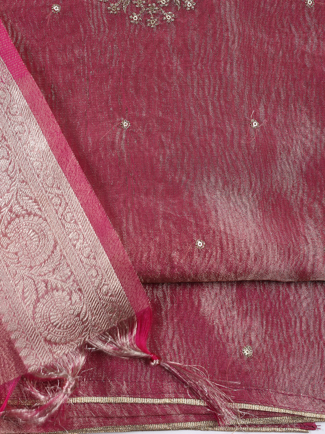 Neck Embroidered Tissue Unstitched Suit Piece With Dupatta