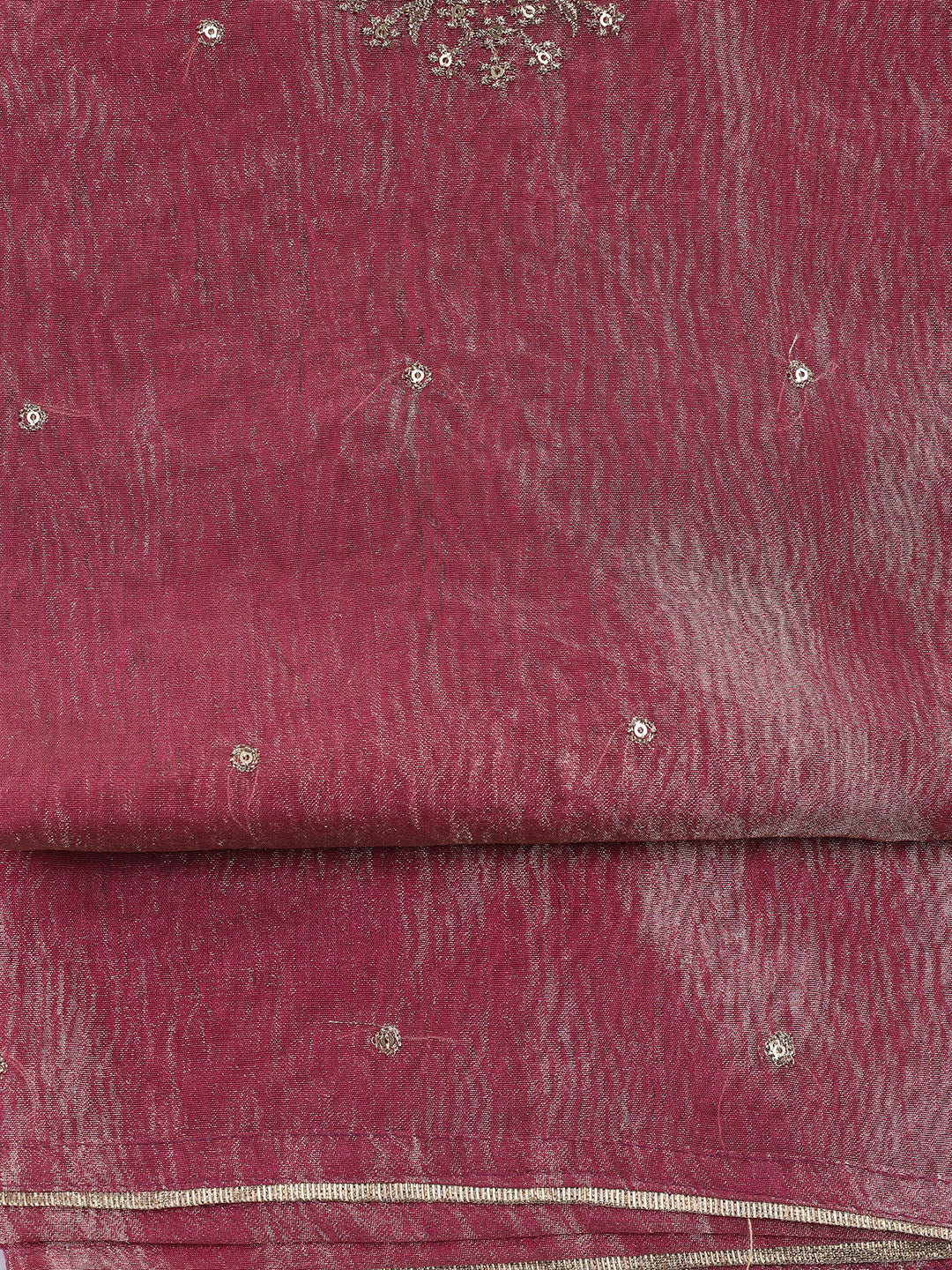 Neck Embroidered Tissue Unstitched Suit Piece With Dupatta