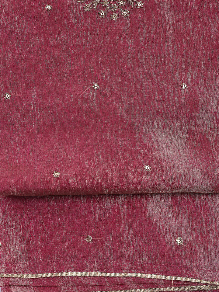 Neck Embroidered Tissue Unstitched Suit Piece With Dupatta