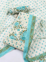 Printed Cotton Blend Unstitched Suit With Dupatta